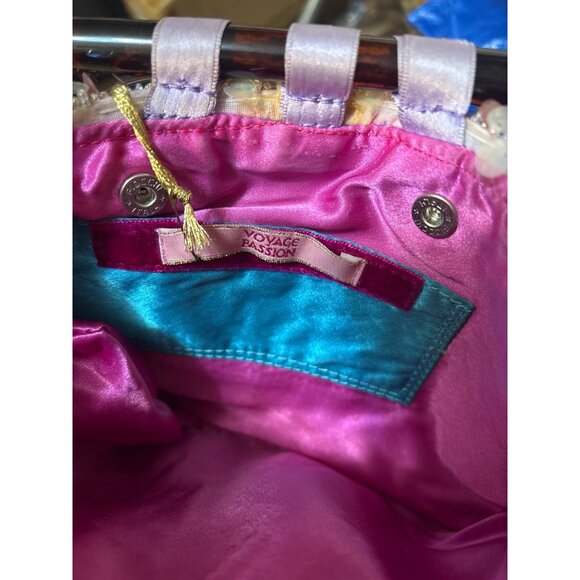 Handcrafted Voyage Passion Beaded Fringe Purse With Brown Handles NWT - Picture 6 of 8